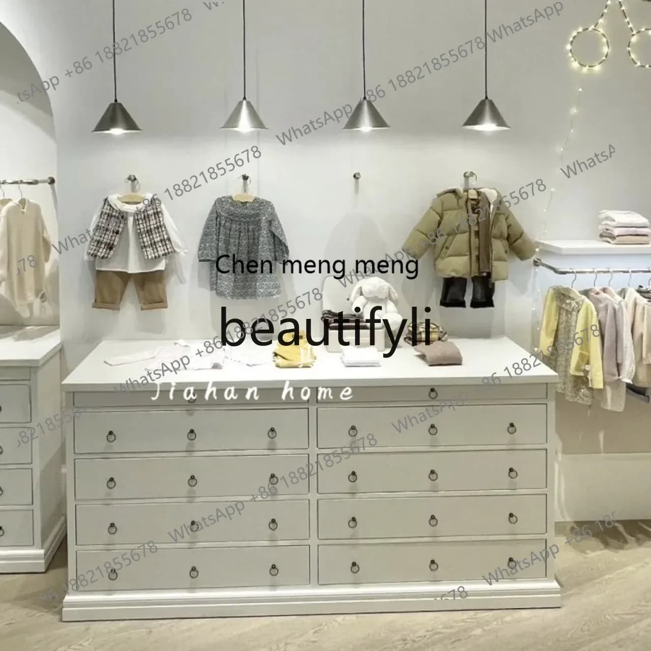 zqxCream Wind Store Storage Cabinet Bedroom Drawer Cabinet Cloakroom Storage Display Cabinet