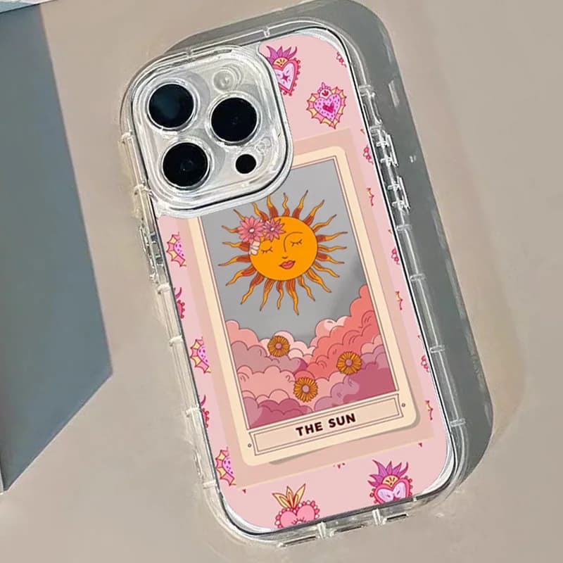 Sun Pattern Printed Mirror Phone Case For iPhone 18 17 Pro 16 15 14 13 12 11 Pro Max 7 8 Plus XR X XS 17E 16E Protection Cover