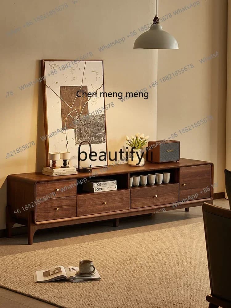 D176   North American black walnut TV cabinet Nordic simple living room home locker with drawers