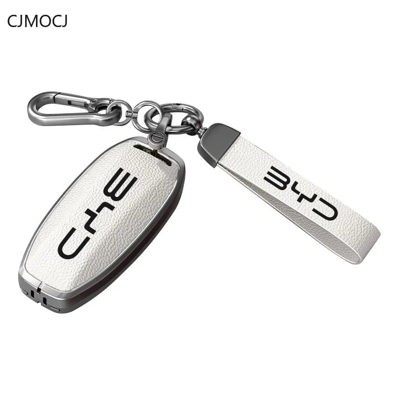 Zinc Alloy Key Fob Cover for BYD Han/Song Pro/Tang DM/Qin Pro/Song Max, Heavy Duty Metal Protective KeyCase Shell with Keychain