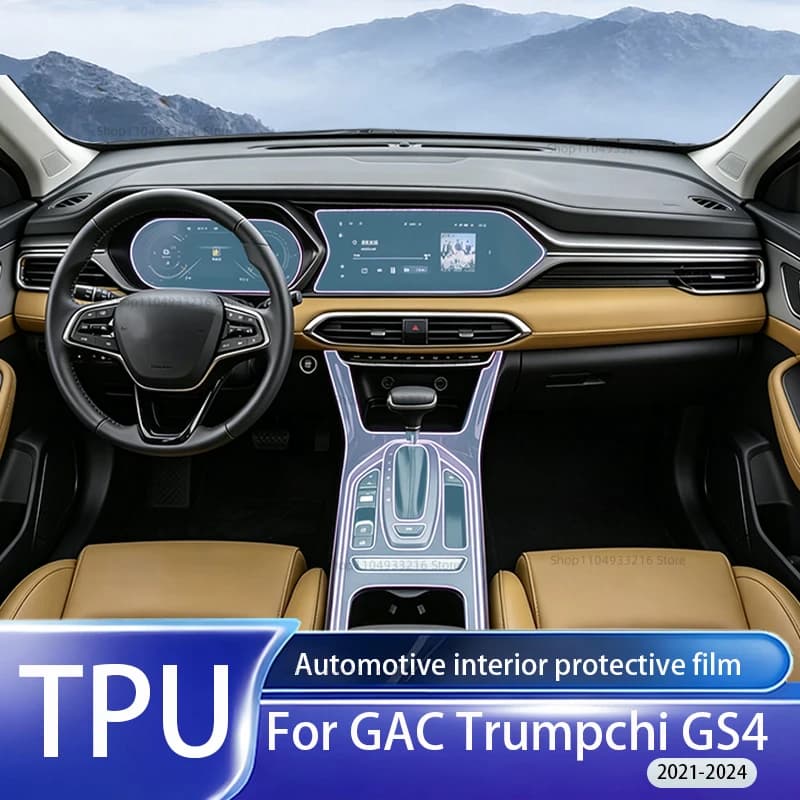 Transparent TPU Protective Film Anti-scratch For GAC Trumpchi GS4 2021-2024 Car Interior Center Console Dashboard Navigation PPF