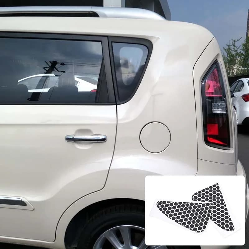 For Kia Soul 2009-2013 Car Rear Triangle Glass Decorative Stickers PVC Honeycomb Car Accessories