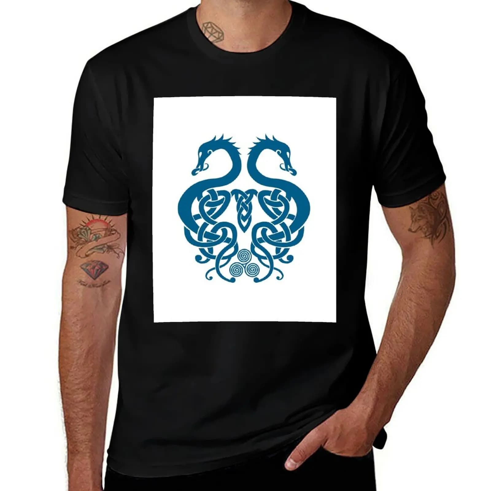 Merged Norse Dragons T-Shirt man t shirts for men T-Shirt