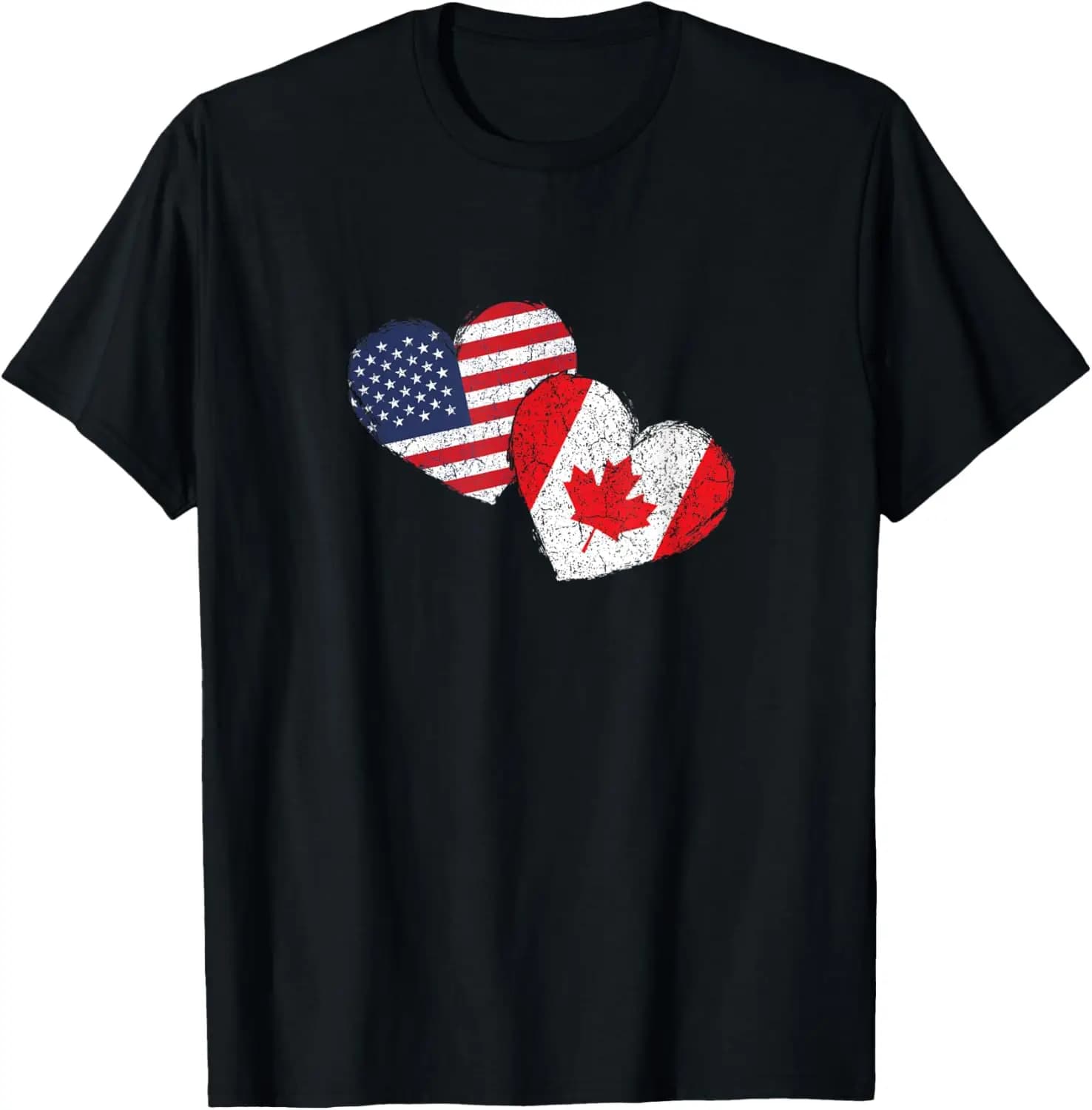 USA Canada Heart Country Flag American Canadian T-Shirt 100% Cotton O-Neck Short Sleeve Summer Casual Mens T-shirt Streetwear