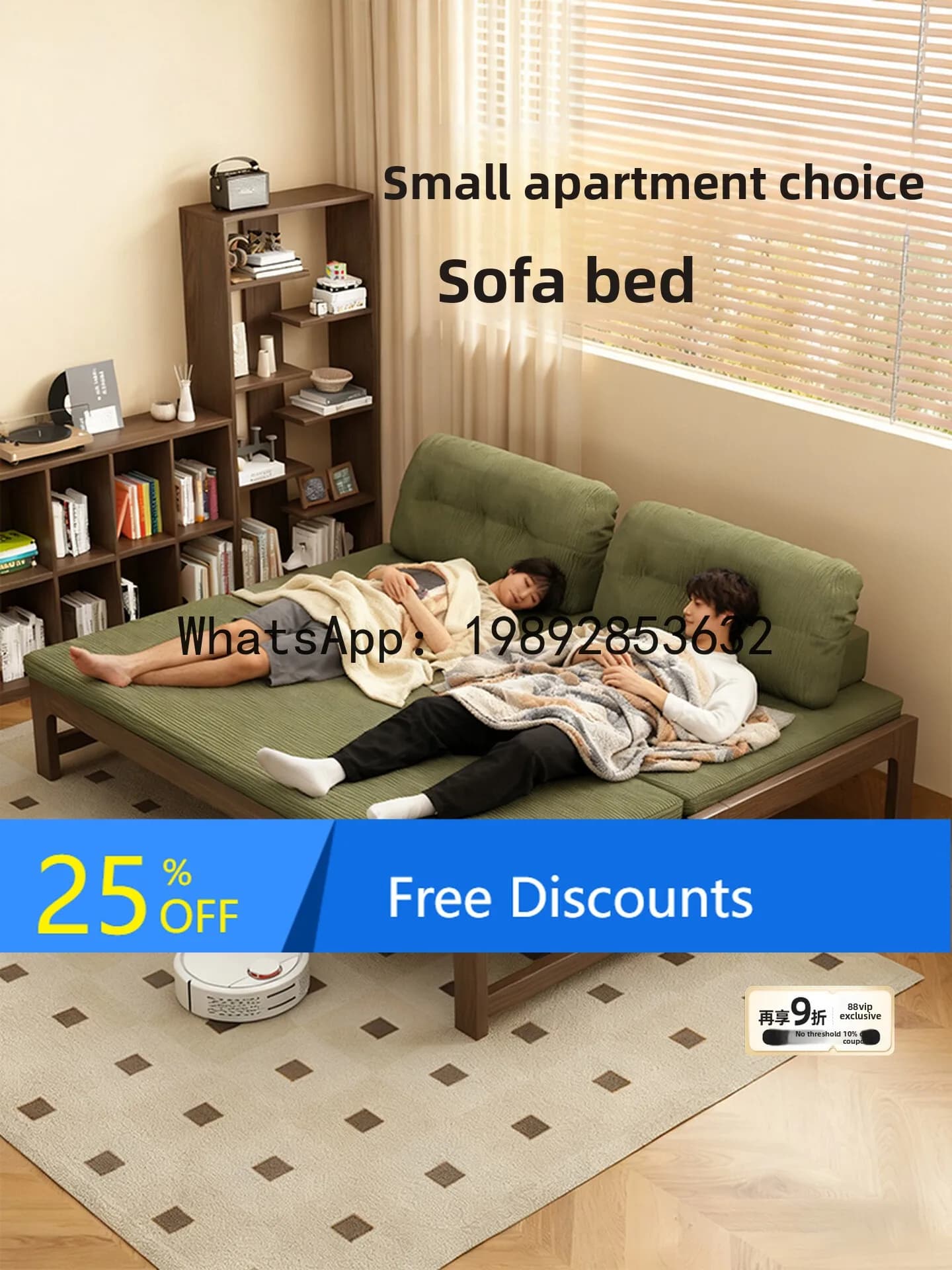 YFY Solid Wood Sofa Bed Foldable Dual-use 2025 New Model Pull-out Bed Small   Living Room Multi-functional Extendable Bed Frame