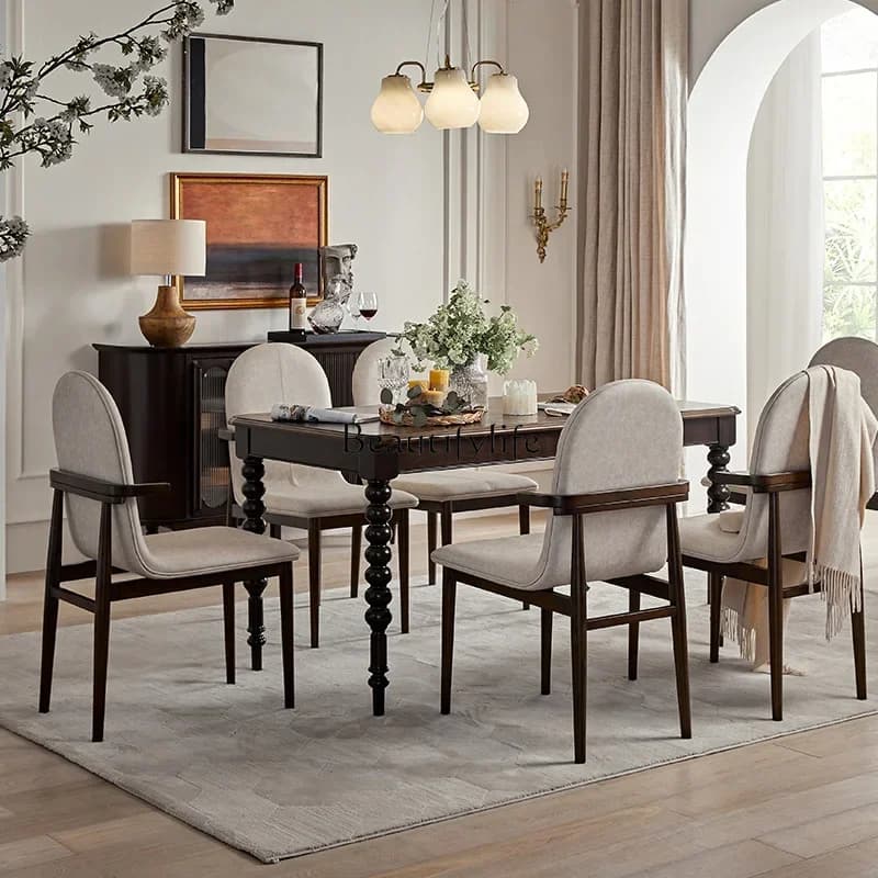 FGAmerican retro solid wood dining table simple high-end French small apartment dining table