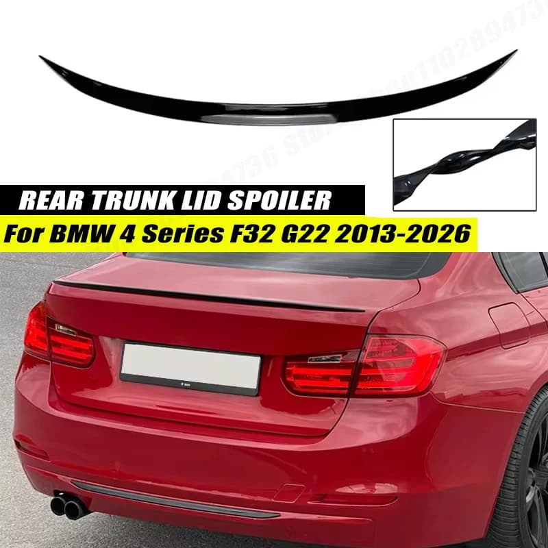 120CM Gloss Black Soft Rubber Rear Trunk Spoiler Lip Splitter 5D Carbon Look Car Accessories For BMW 4 Series F32 G22 2013-2026