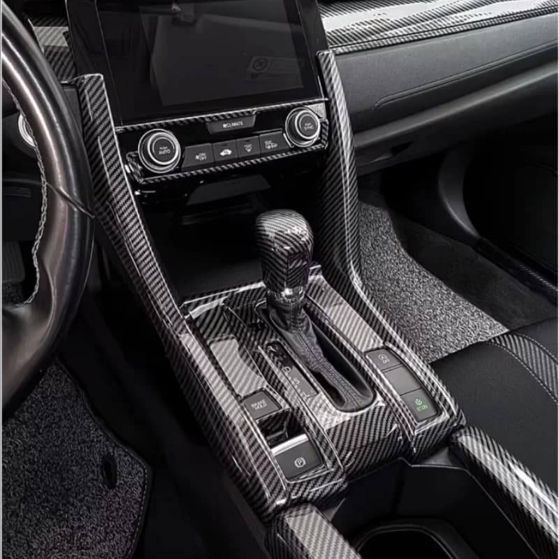 Car ABS/Steel Interior Front Shift Stand Stall Paddles Cup Trim Frame LHD For Honda Civic 10th Sedan 2016-2019