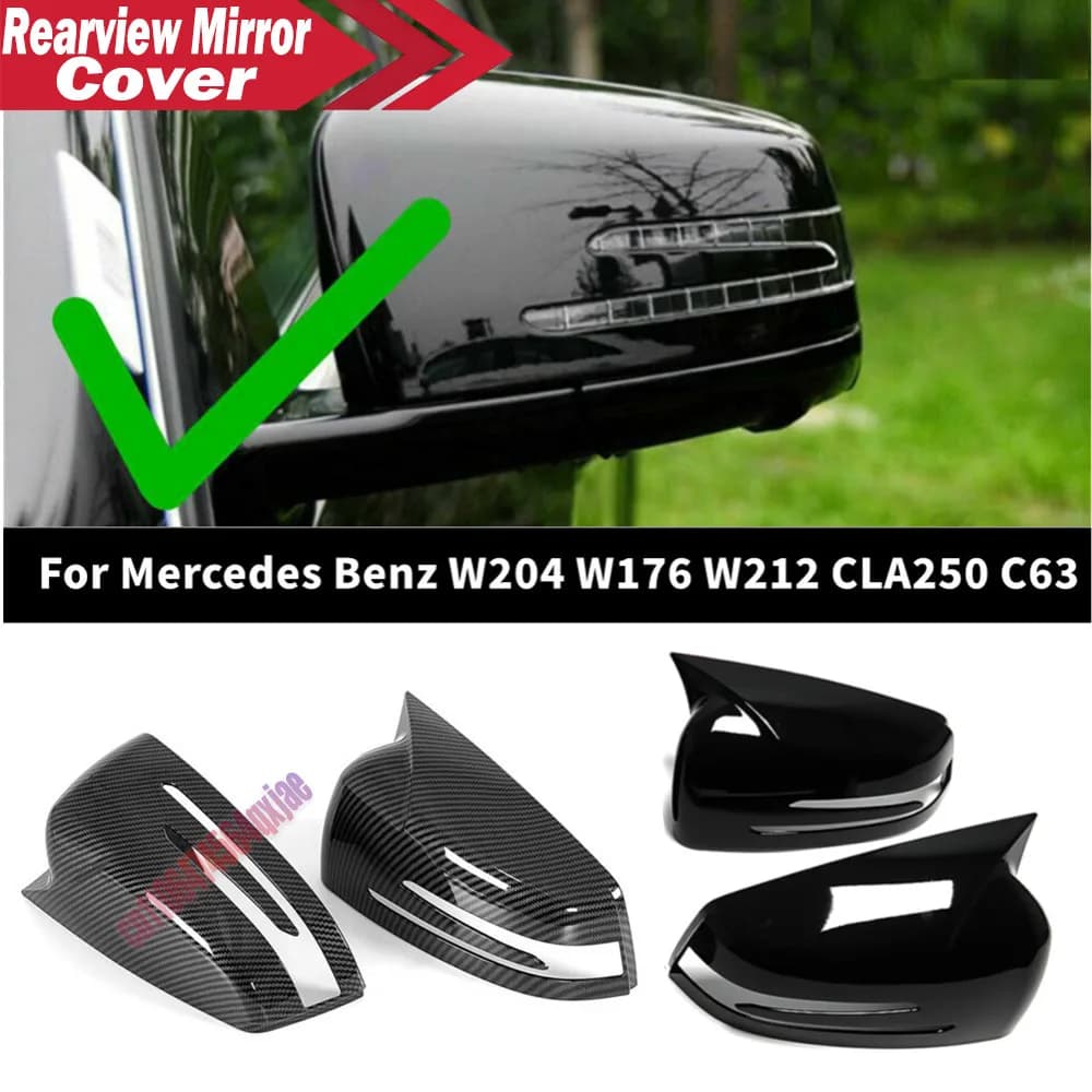 For Benz W176 W246 W212 W204 C117 X204 A B C E S CLA GLA GLK Class ABS Side Mirror Cover Wing Cap Door Trim Adhesive Sticker