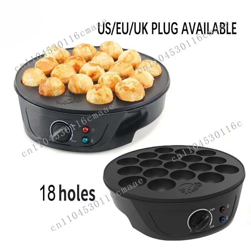 Octopus Roasting Machine 18 Holes Fish Balls Shrimp Ball  Electric Cake Bell Egg Breakfast Machine Mechanical Multi-gear Timing