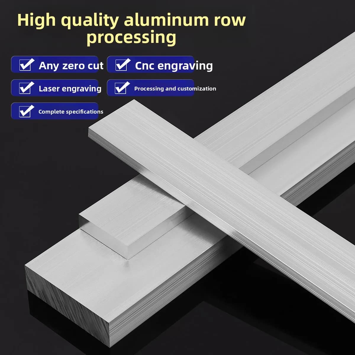 6061 Aluminum Flat Strip Bus Bar Solid Square Bar Aluminum Block, 3/5/8/10mm Thick Plate Custom CNC Cutting Machining