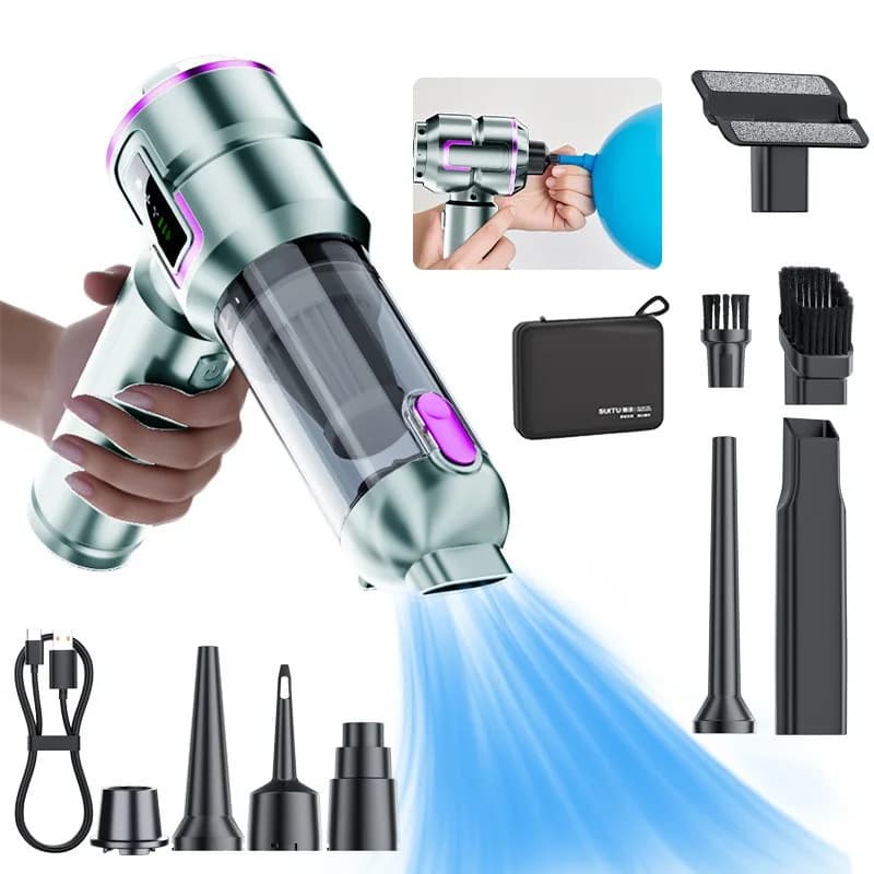 Brushless Motor Handheld Car Vacuum Cleaner, LCD Power Display, Suction & Blow 2‑in‑1 Portable Blower