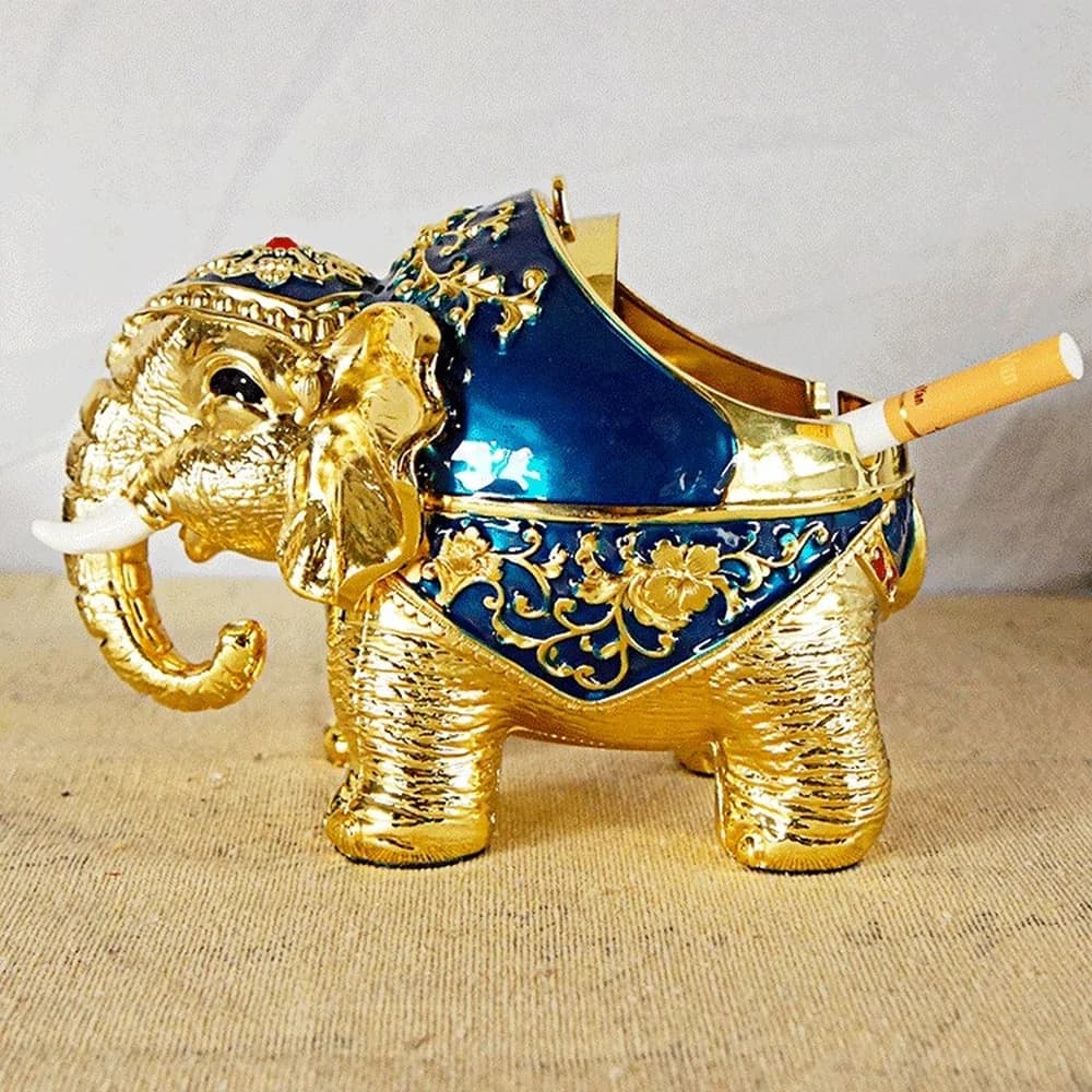 Bowhead Elephant Metal Ashtray Ornament, Large-capacity Cigar Ash Collector and Storage, Desktop Decoration Smoking Accessory