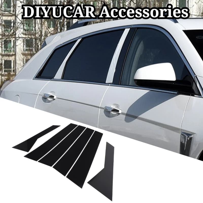 For Cadillac SRX 2006-2016 PC Black Car Door Window Center B Pillar Post Cover Trim Exterior Car Accessories