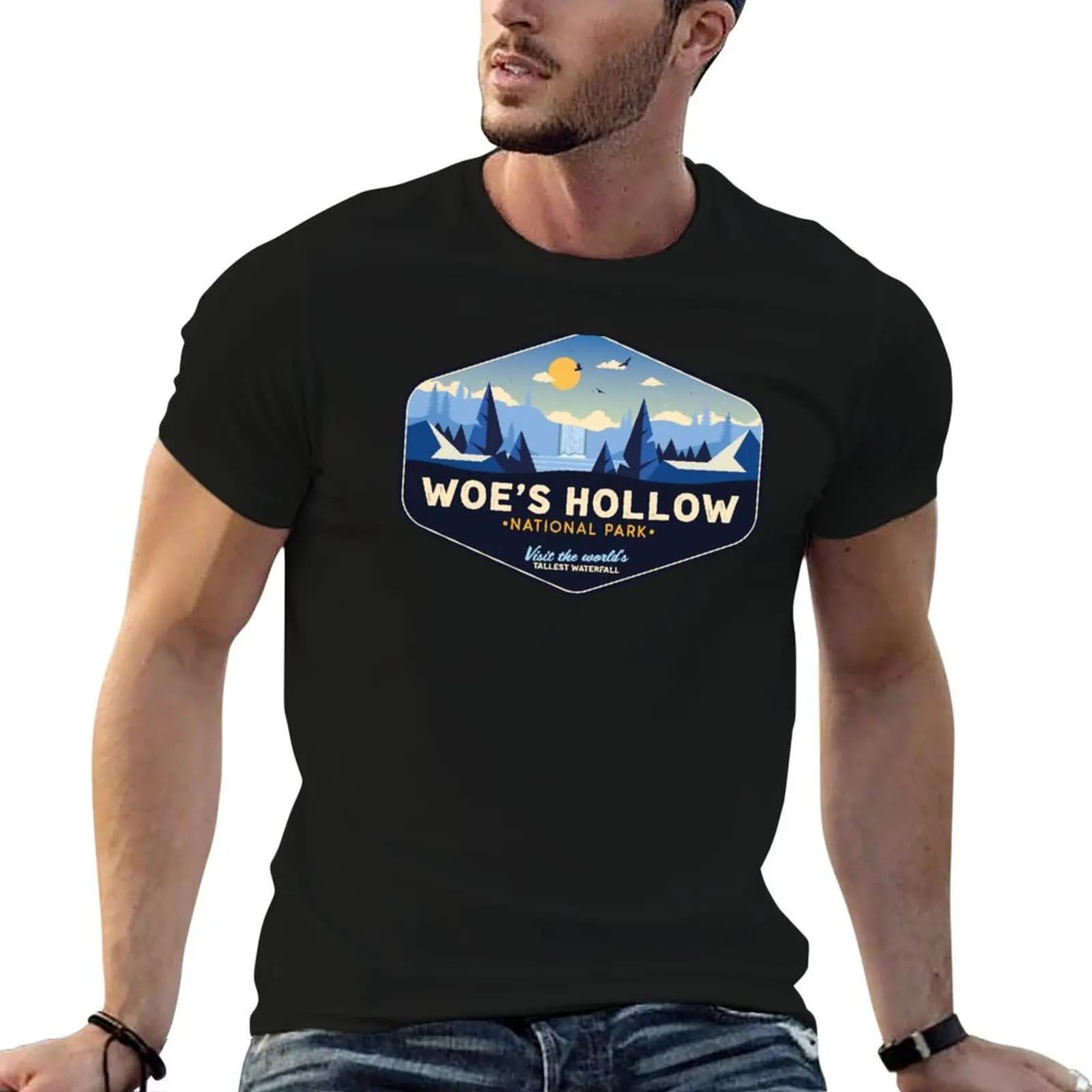 Woe’s Hollow National Park T-Shirt – Severance Inspired Minimalist Parody Design T-Shirt man t shirts graphic T-Shirt