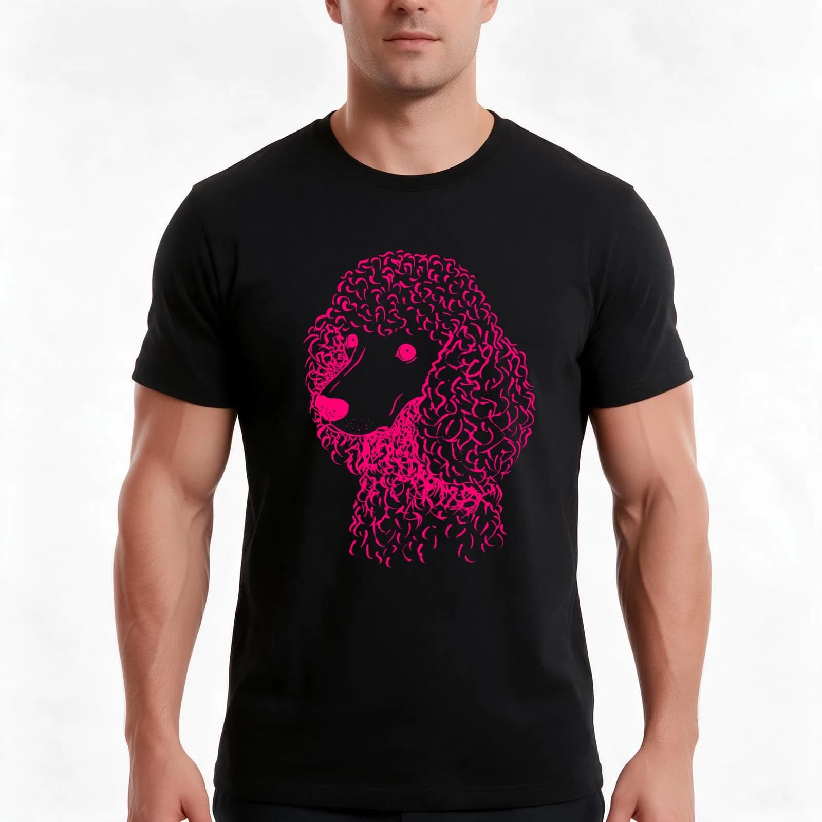 Poodle (Light Blue and Hot Pink) T-Shirt, Summer Casual Cotton Tee, Oversized Streetwear Tops, Vintage Graphic Print