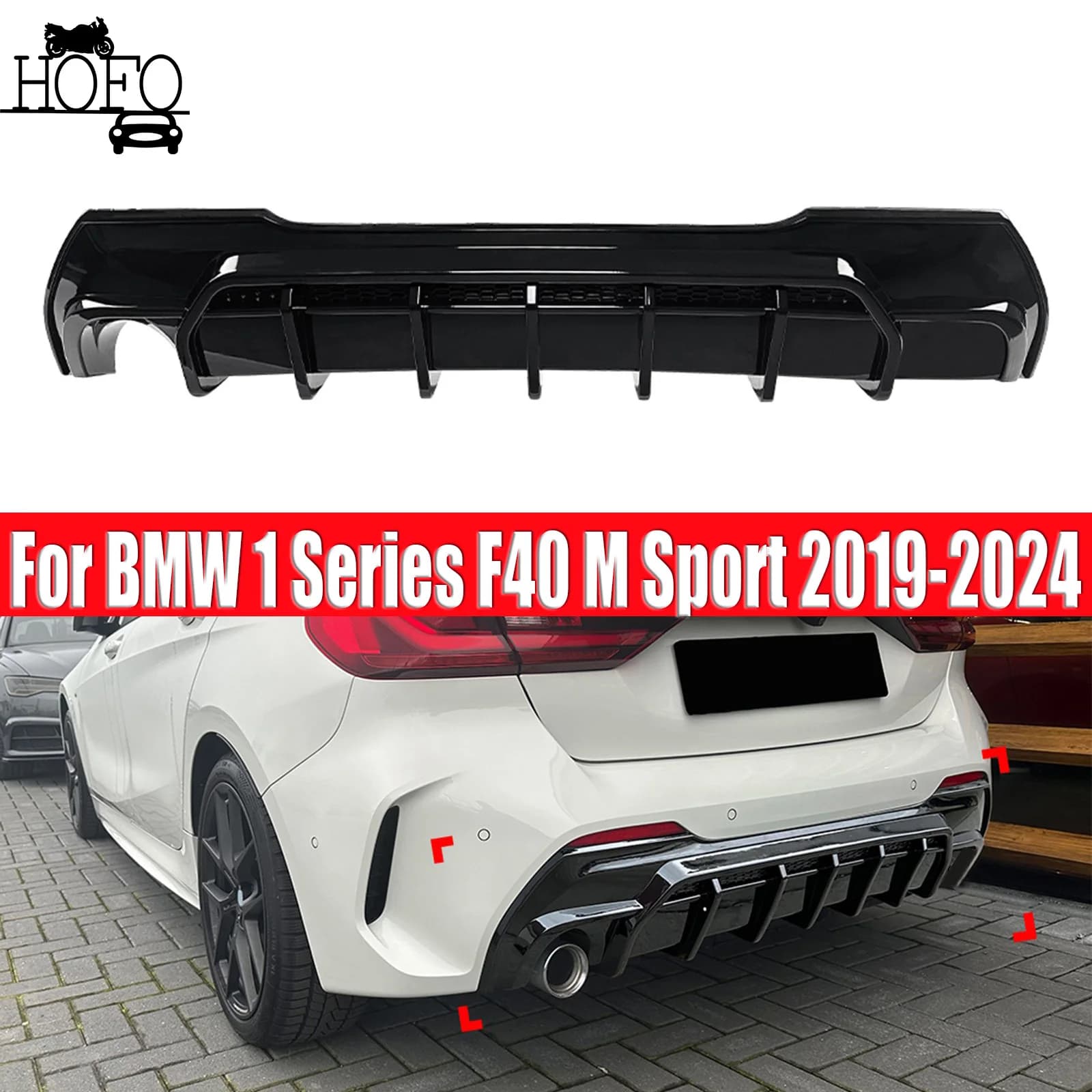 Rear Bumper Splitter Lip Spoiler Bodykits Tuning For BMW 1 Series F40 M Sport 2019-2024 2020 2021 2022 2023