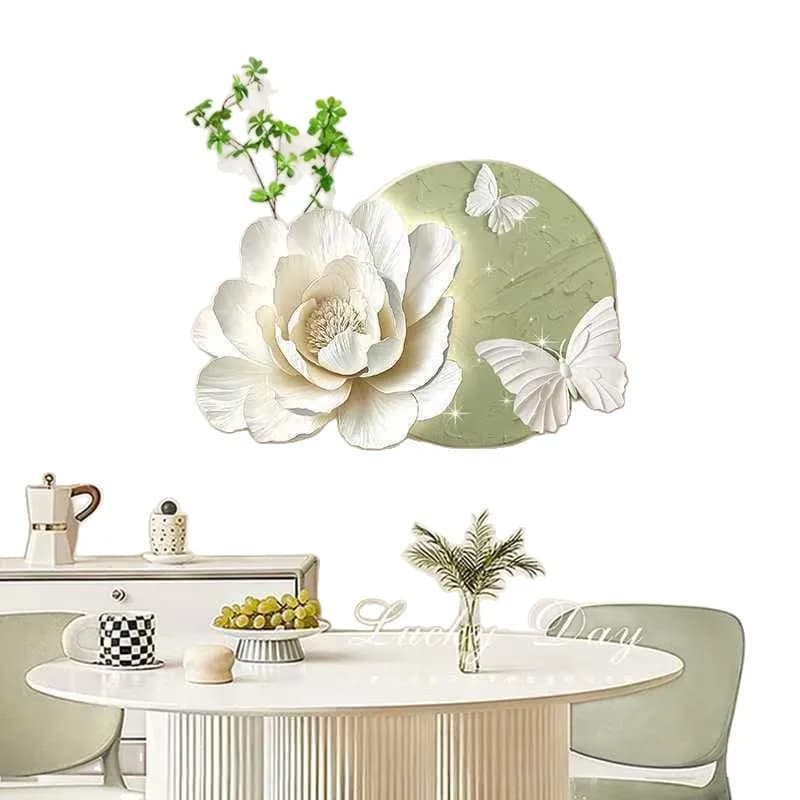 DSA cream wind green plants living room decorative painting simple flower high-end dining room background  painting  painting