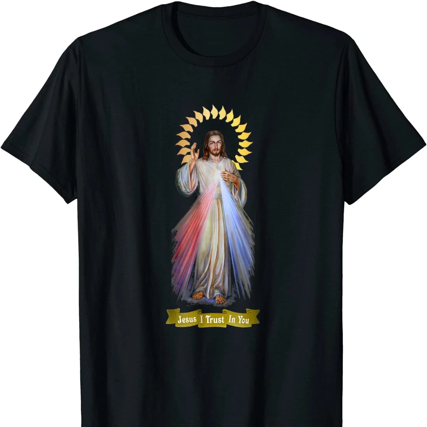 Jesus Divine Mercy Saint Faustina Catholic Prayer T Shirt New 100% Cotton Short Sleeve O-Neck T-shirt Casual Mens Tee Streetwear