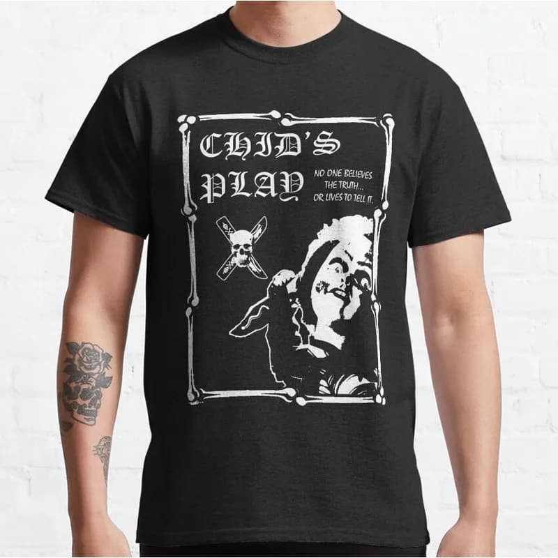 Chucky Child's Play Graphic T-Shirt Killer Doll Unisex Tee 0126 Cotton Short Sleeve Cult Slasher Horror Halloween Casual Tops