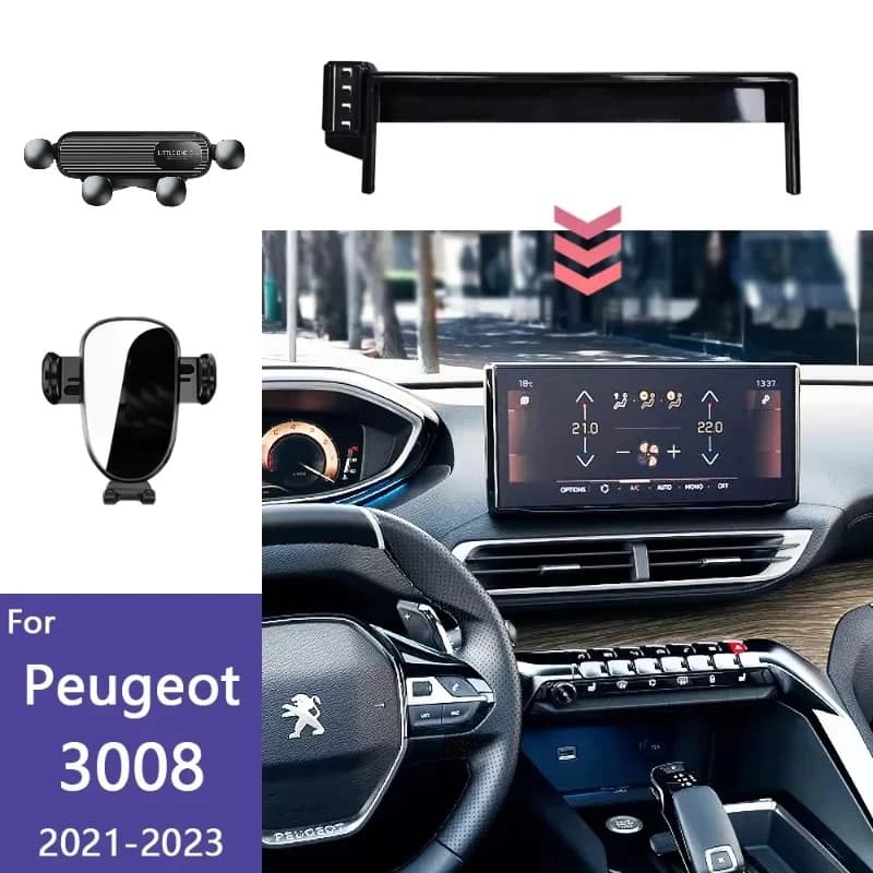 Car Phone Holder 10-Inch Screen Fixed Base For Peugeot 4008 5008 2021-2023 Wireless Charging Support Car Mobile Phone Mounts