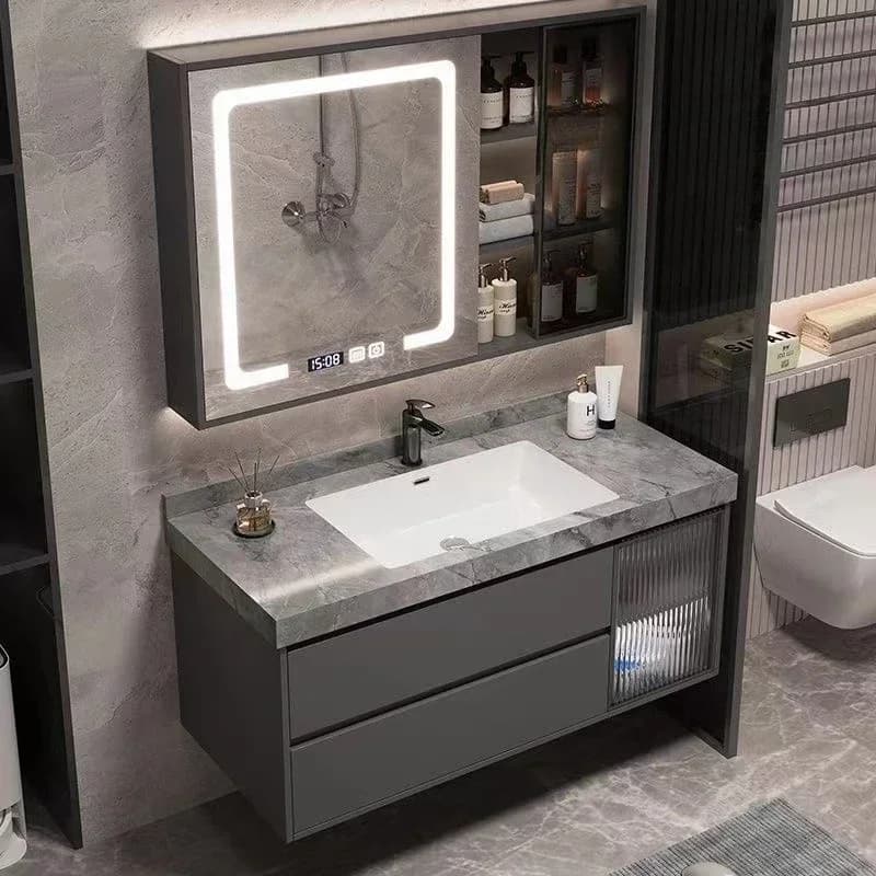 Luxury Vanity Bathroom Cabinet Ceramic Sink Mirror Storage Organizer Bathroom Cabinet Drawers Makeup Meuble Home Furniture