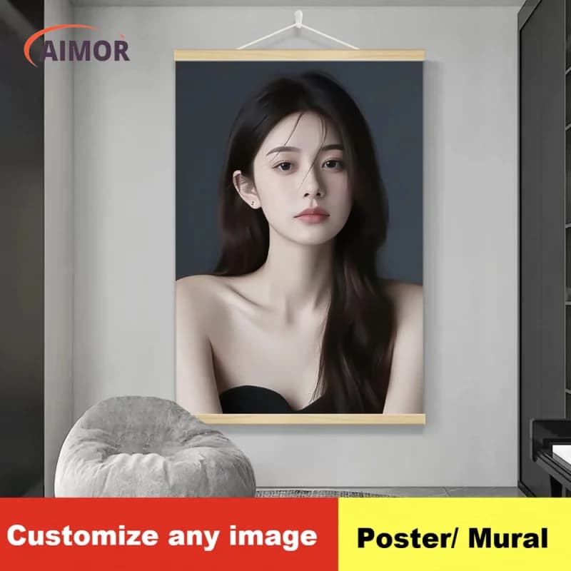 Wall hanging scroll painting customized celebrity portrait printed photo family portrait poster custom-made decorative painting