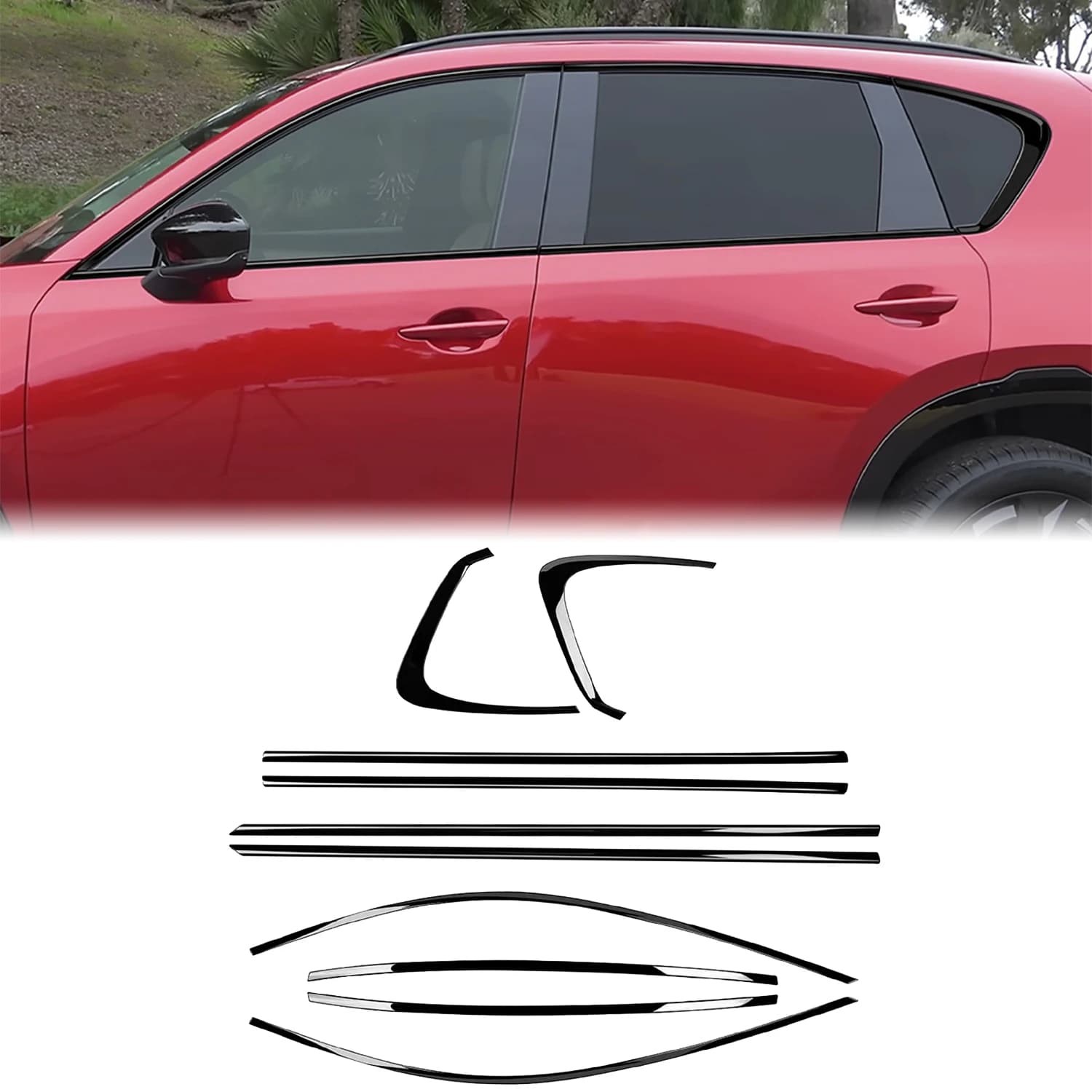 For Mazda CX-5 CX5 2026 2027 Steel Glossy Black Exterior Car Window Sill Molding Strips Decorative Cover Trim 10pcs
