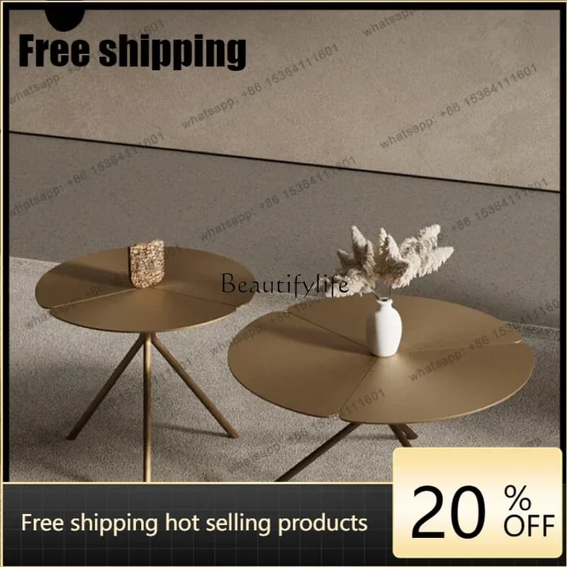 Customizable Italian Minimalist Retro Stainless Steel Coffee Table Wabi Sabi Wind Mother Coffee Table Combination