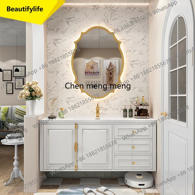 A17 European Modern Bathroom Cabinet Oak Integrated Mirror Organizer Bathroom Cabinet Storage Closet Armadio Bagno House Acc