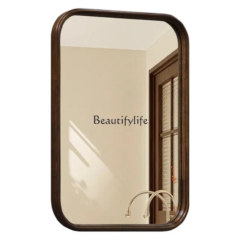 FG43**Antique solid wood bathroom mirror New Chinese square mirror wall hanging