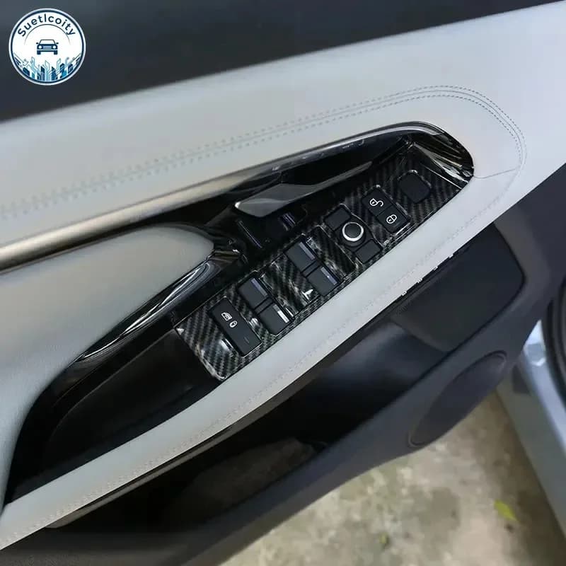 ABS Carbon Fiber For Range Rover Evoque L551 2020-2024 Car Window Lift Switch Buttons Frame Cover Trim Interior Accessories LHD