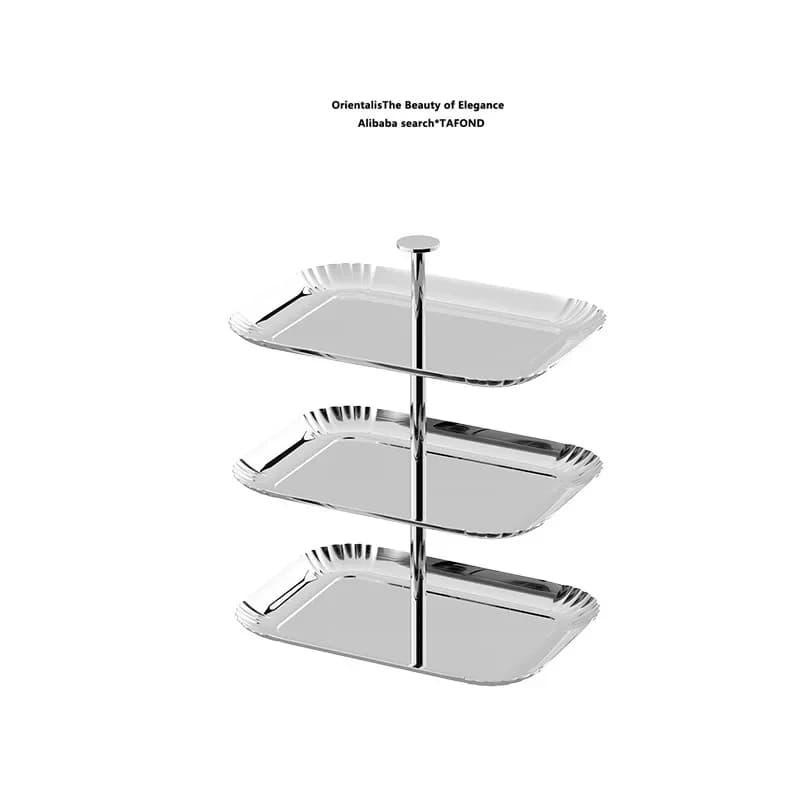 Stainless steel light luxury high-end fruit plate multi-layer afternoon tea snack rack dessert display rack creative cake rack