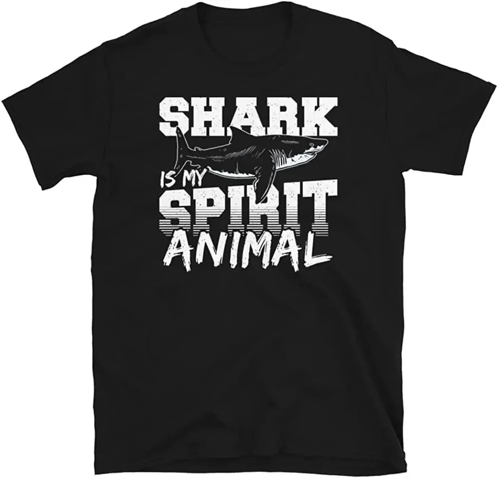 Shark Is My Spirit Animal Shark Fin Ocean Fish T-Shirt 100% Cotton O-Neck Short Sleeve Summer Casual Mens T-shirt Streetwear