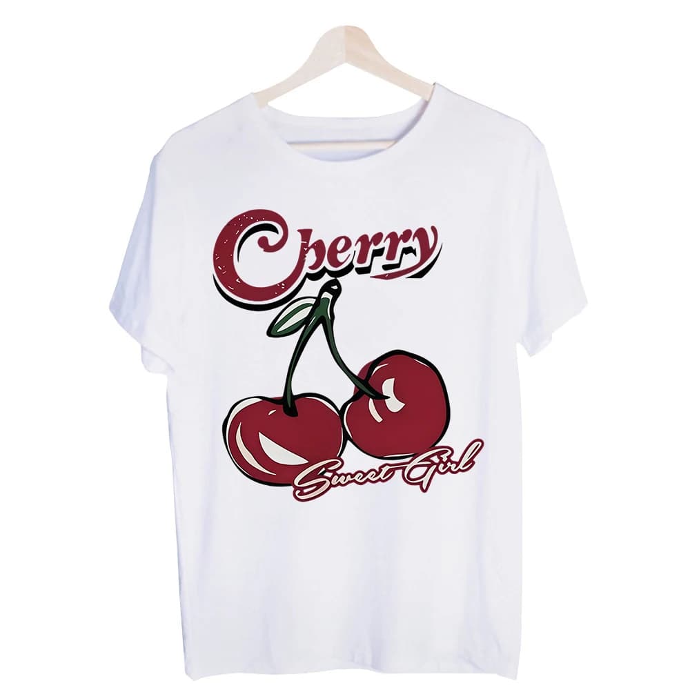 Women's Cherry Graphic Tee, Short Sleeve Crew Neck T-Shirt for Casual Summer Outfits and Daily Wear