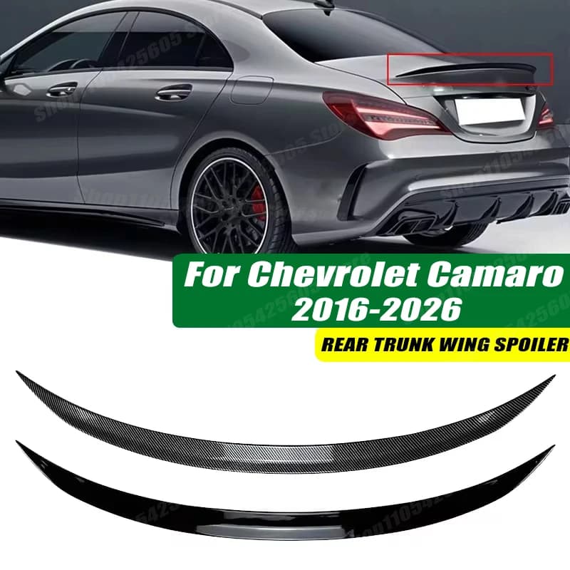 120cm 5D Carbon Look Rear Boot Trunk Spoiler Lip Stick-On Decorative Rear Wing For Chevrolet Camaro 2016-2026