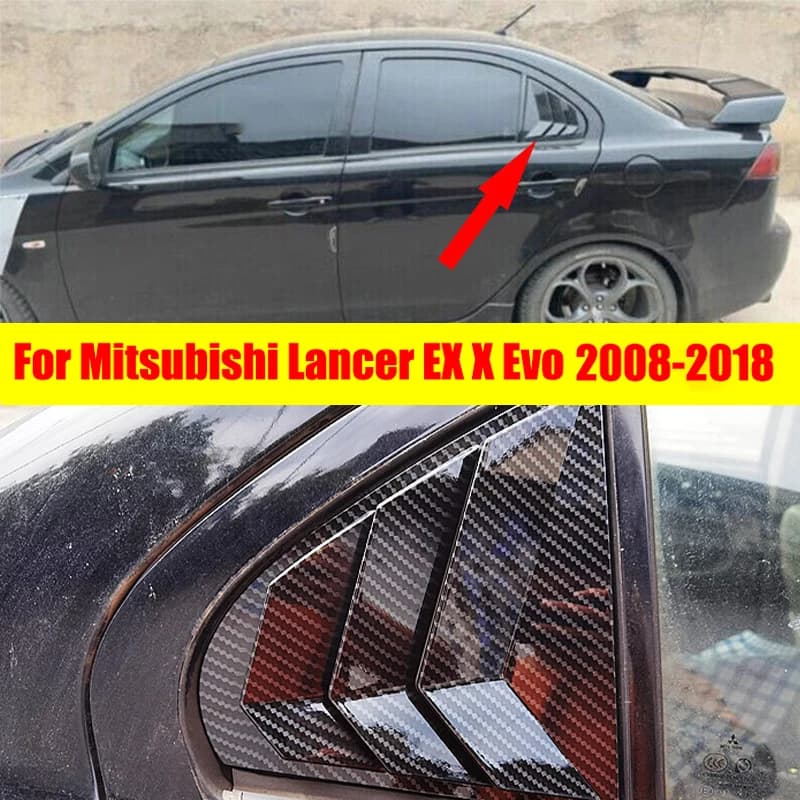 High quality Rear Window Side Vent Shutter Louver Cover Trim Car Accessories Auto Parts Carbon Fiber For Mitsubishi Lancer EX X