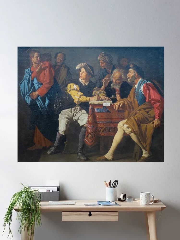 Matthias Stom - Calling of St. Mathew, Art Print Silk Poster Home Wall Decor