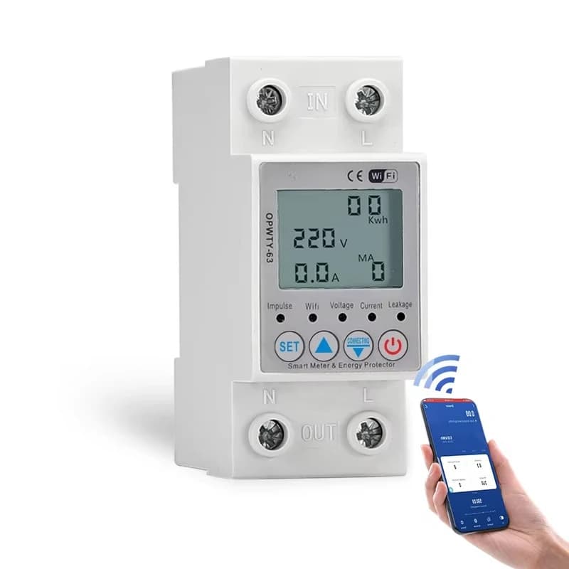 2pcs APP Wireless Connectivity Smart  kwh Energy  Circuit Earth Leakage Over Under Voltage Protector Relay Device Switch Breaker