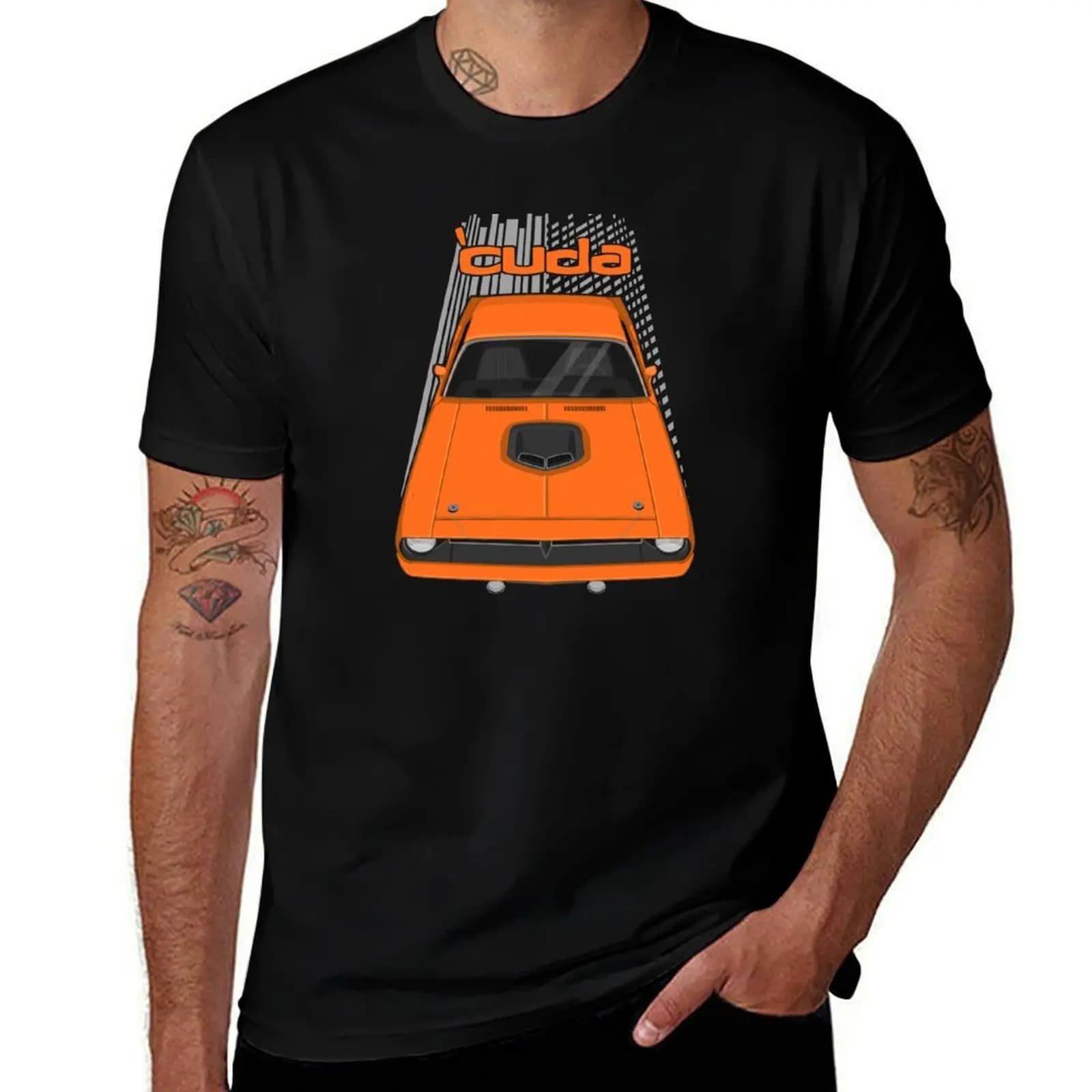 Plymouth Barracuda - Hemi Cuda - 1970 - Vitamin C Orange T-Shirt t shirts cotton 100% funny t shirts man T-Shirt
