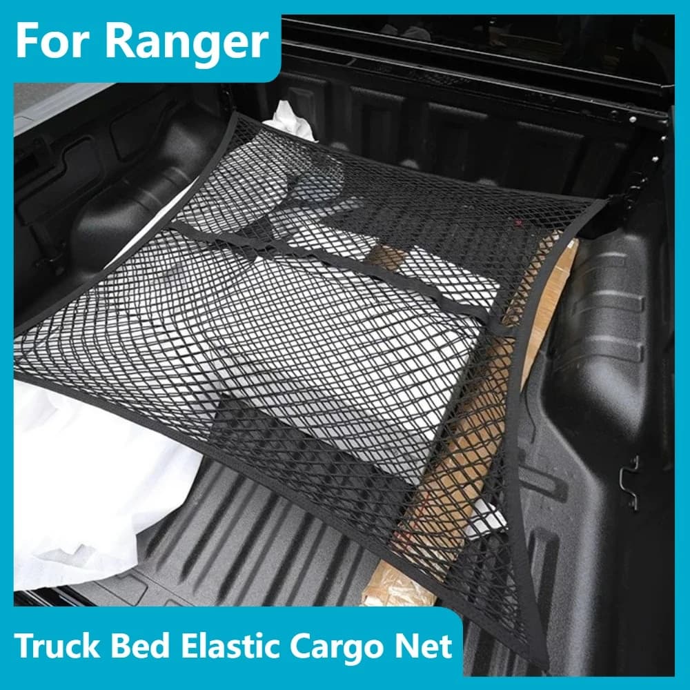 For Ranger Pickup Truck Bed Double Layer Elastic Cargo Net Trunk Storage Organizer Secure Cargo Car Exterior Accessories