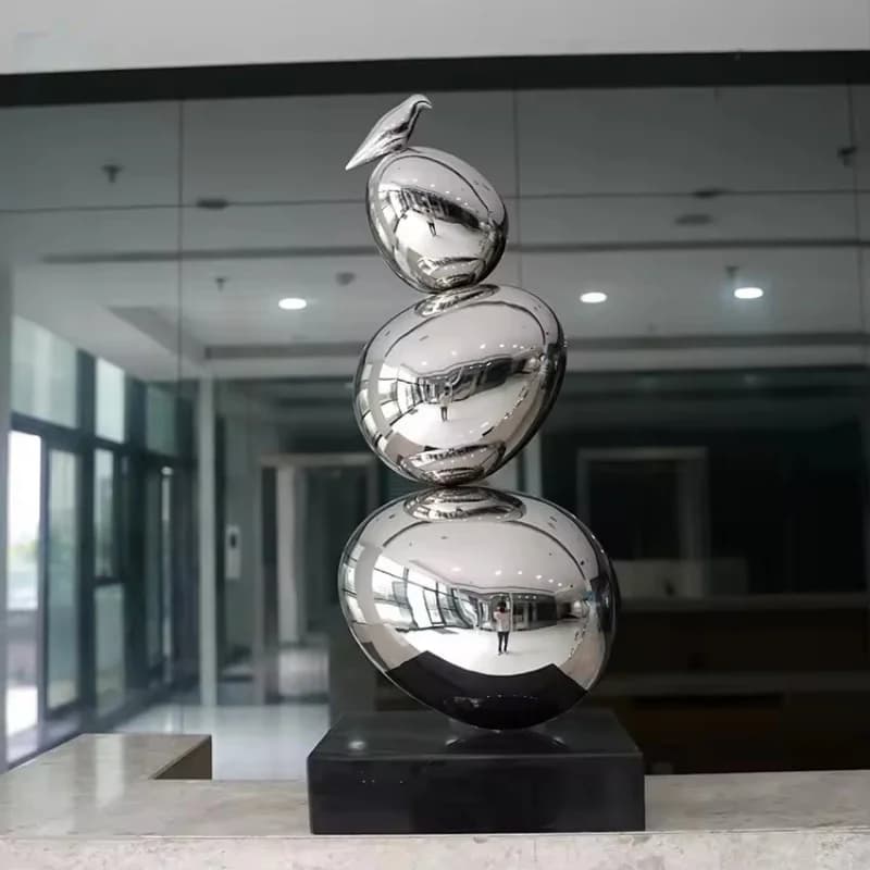 Stainless steel office Front desk Hotel Lobby Living room Conference Hall Corridor desktop Egg shape sculpture art decoration