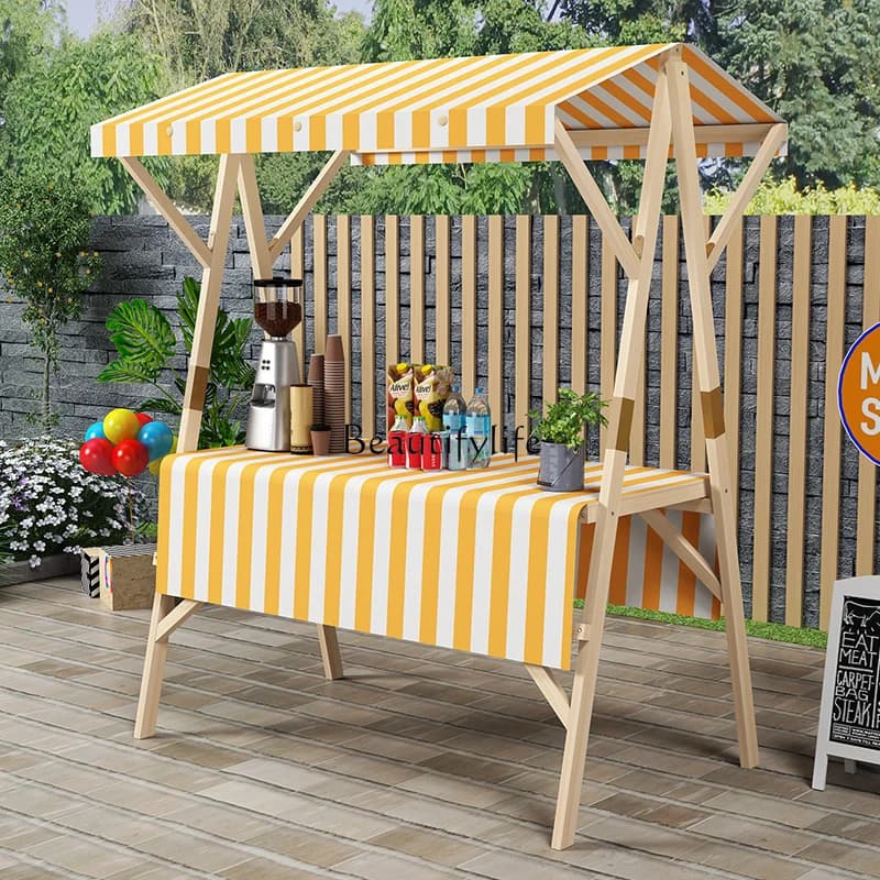 03.-Market shelf mobile foldable stall outdoor shed stall display stand solid wood promotion float night market