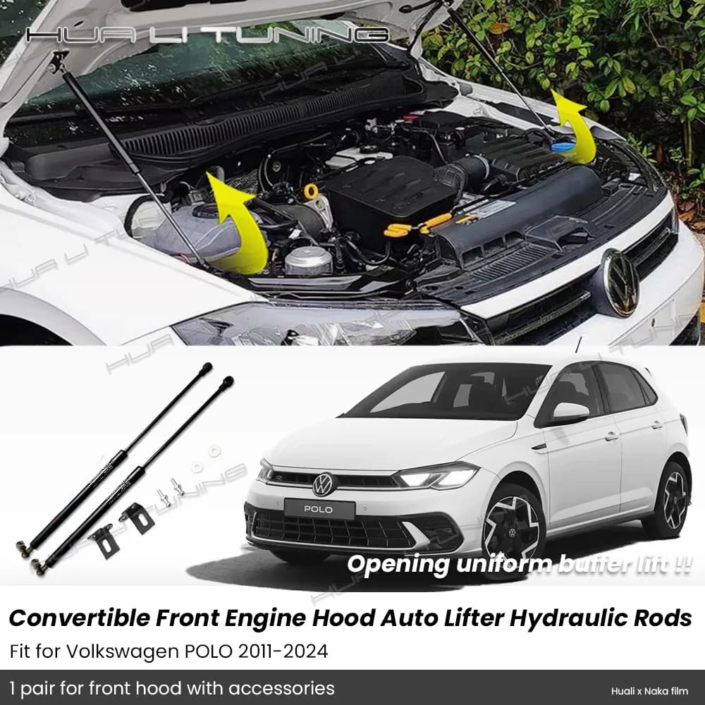 For Volkswagen Polo 2011-2024 Conversion Front Engine Hood Auto Lift Premium Hydraulic Rods Support Auto Accessories