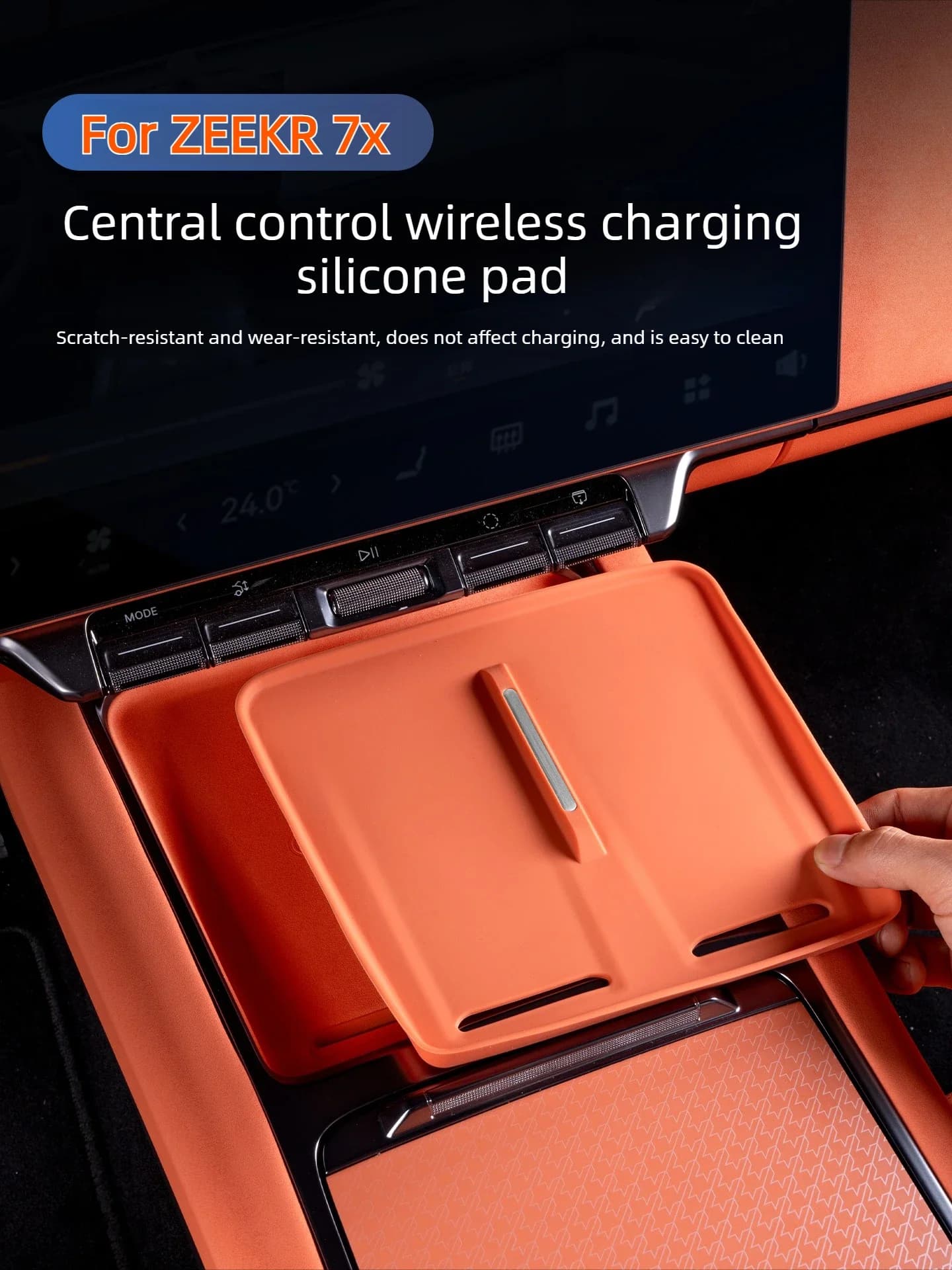For 2026 ZEEKR 7X Facelift Wireless Filling Silicone Pad Central Control Protective Pad, Storage Pad Car Interior Accessories