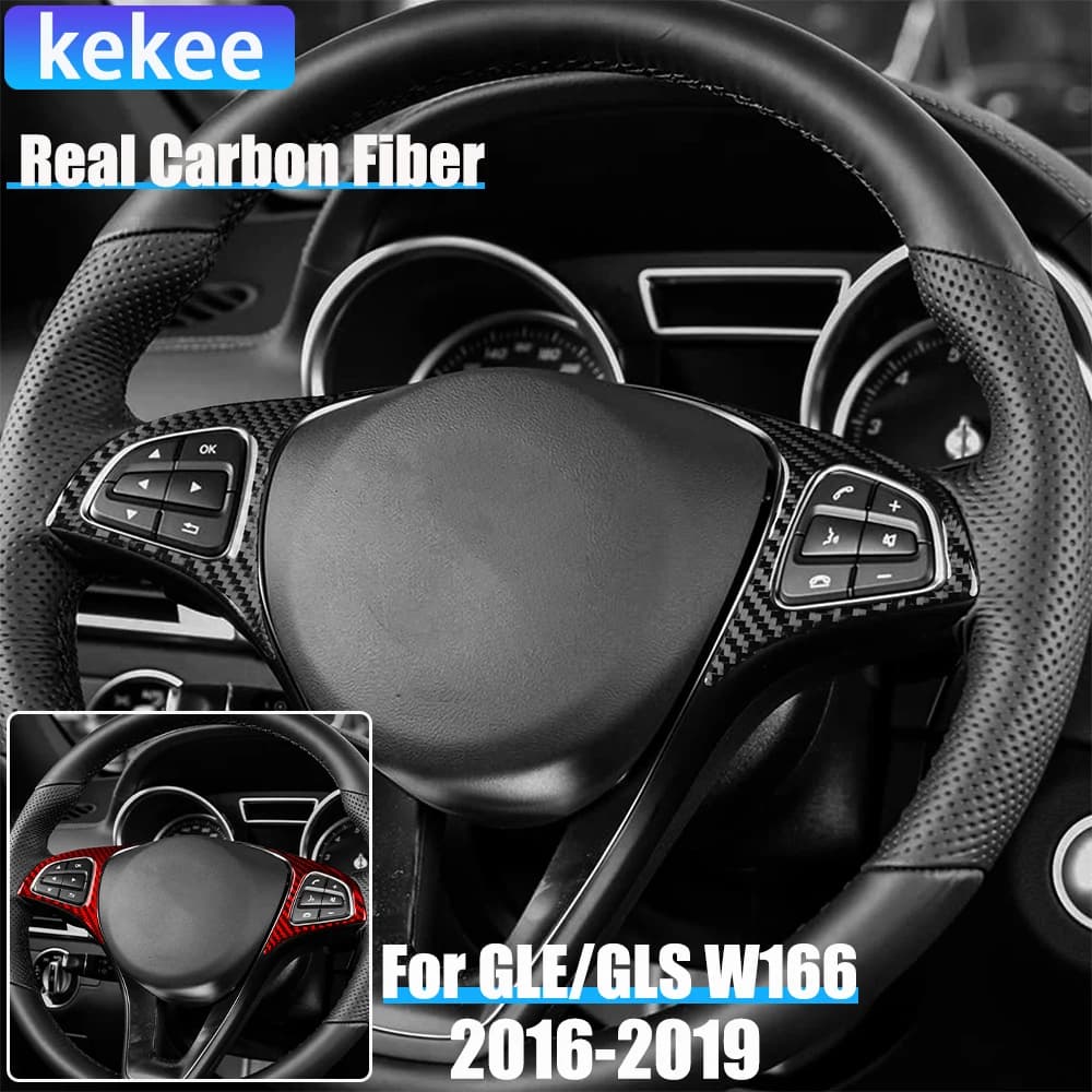 Real Carbon Fiber Car Accessories Steering Wheel Trim Cover Soft Sticker For Mercedes-Benz W166 GLE/GLS 2016 2017 2018 2019