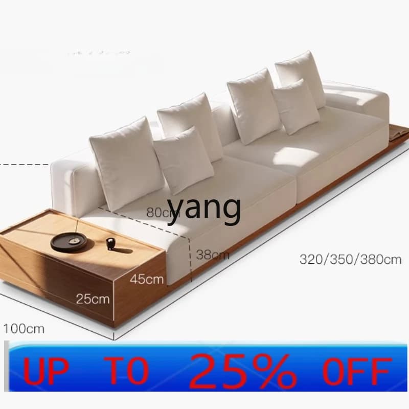 LTT All Solid Wood Straight Row Large Villa Living Room Style Small Apartment Minimalist Sofa