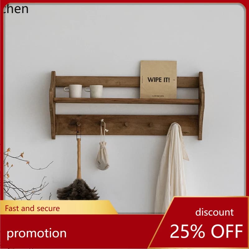 ZML baffle rack log coat hook coat rack wall solid wood hanger porch bedroom baffle