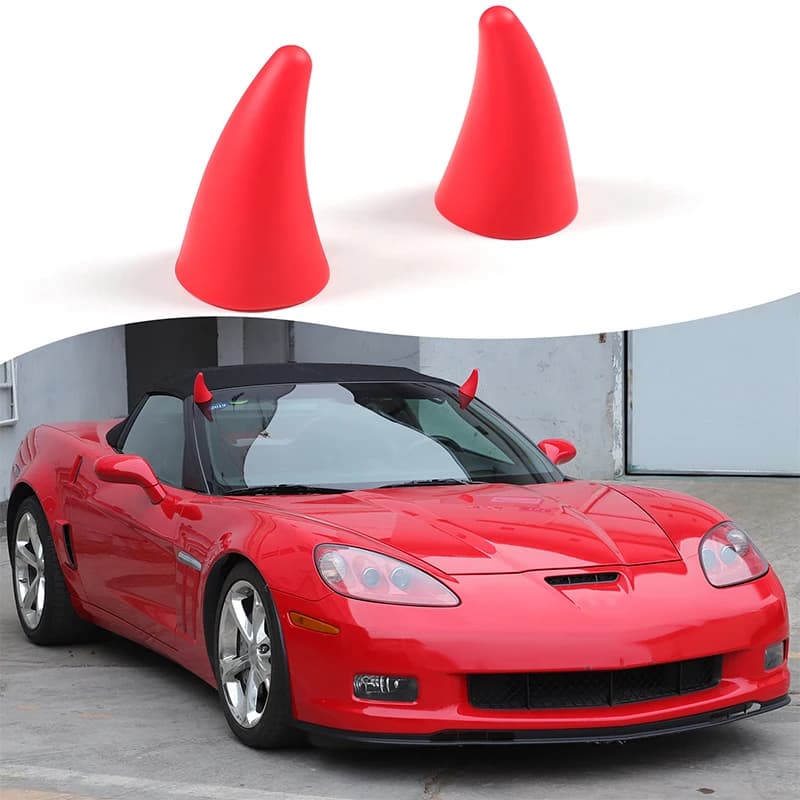 2piece set PVC red For Chevrolet Corvette C6 2005-2013 car roof decoration horn three-dimensional sticker car accessories