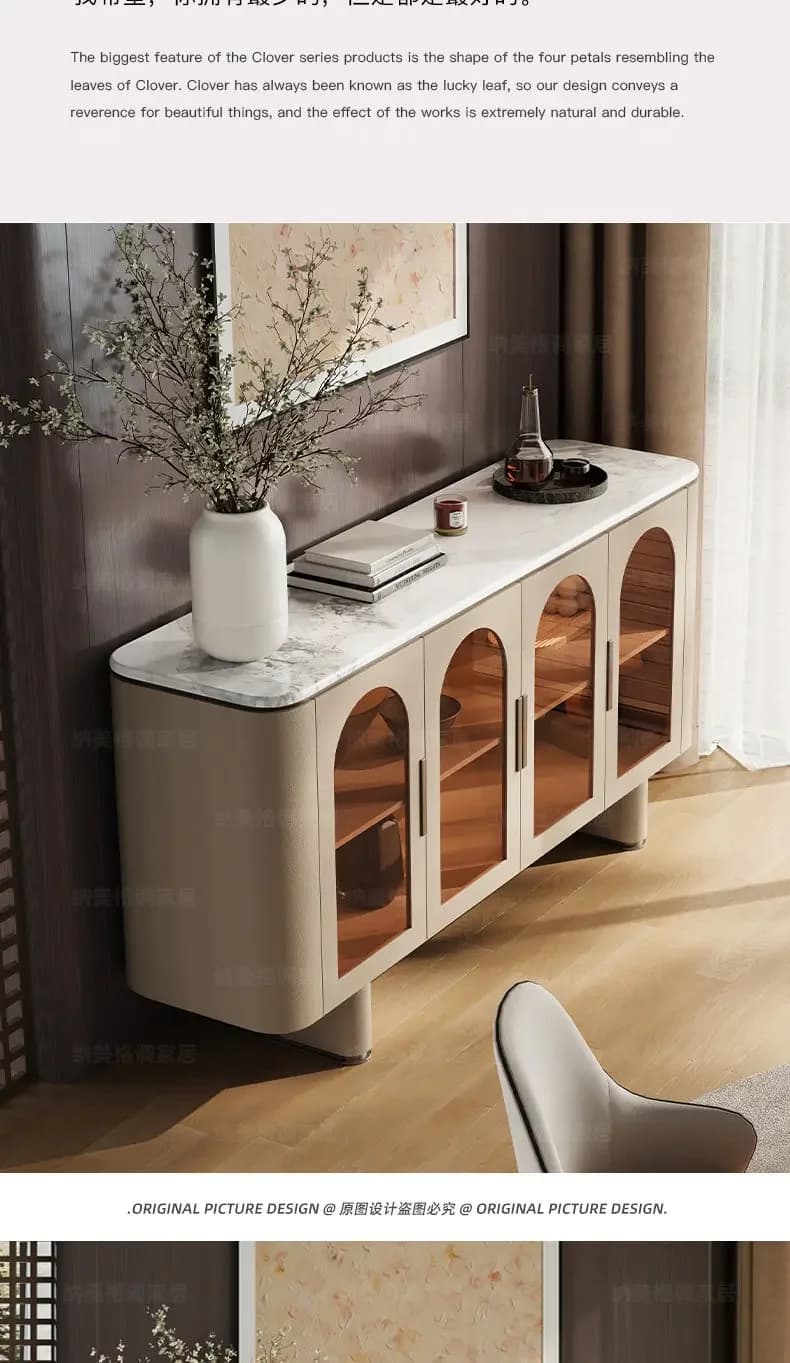 Natural Marble Dining Side Cabinet Household High-end Luxury Stone Wine Cabinet Against The Walll16